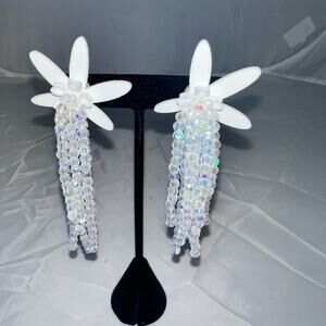 Baublebar White resin crystal flower post earrings